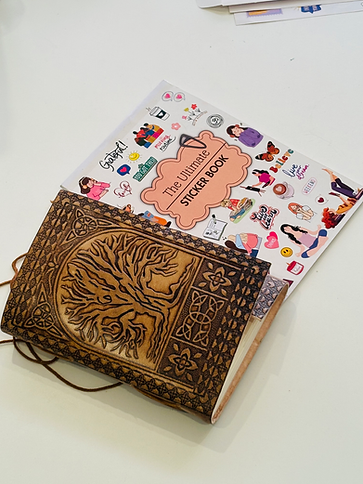 Journaling Combo: Handmade Leather Journal + Ultimate Sticker Book ✨