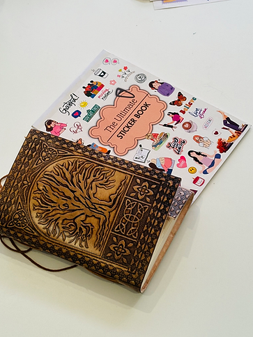 Journaling Combo: Handmade Leather Journal + Ultimate Sticker Book ✨